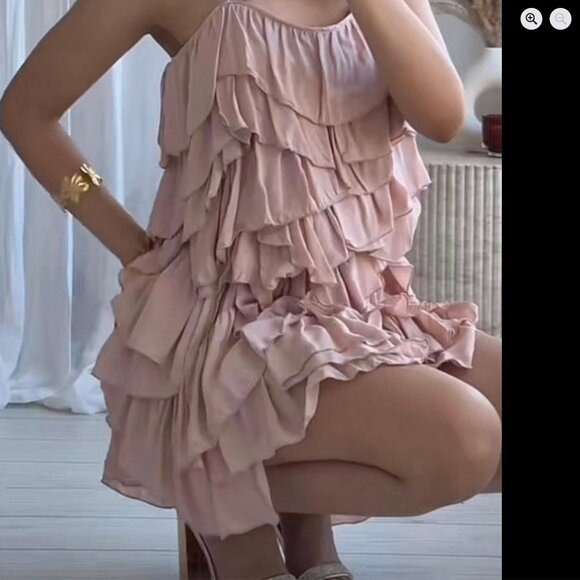 Zara Women $109 RUFFLED DRESS ZW COLLECTION Pale pink M NWT 2763/003 - Picture 4 of 6